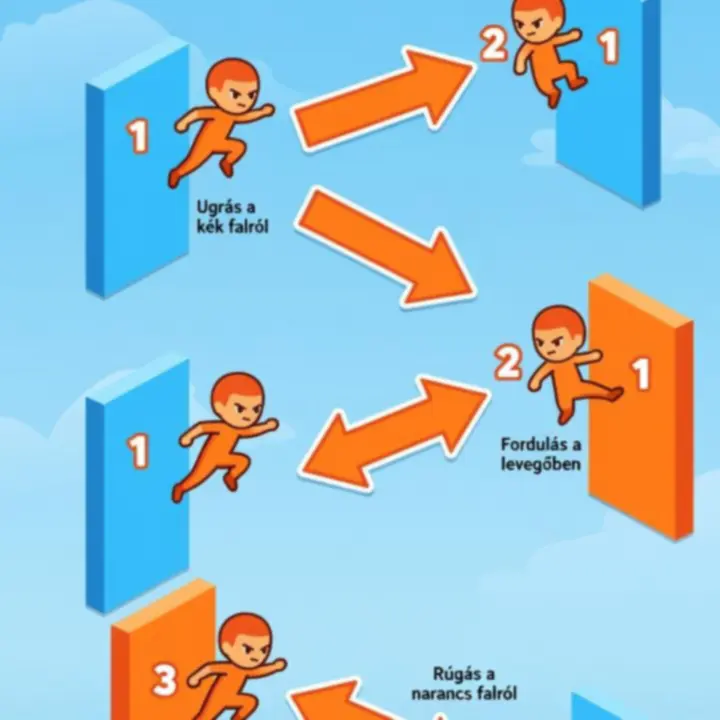 Infografika, amely bemutatja az ideális Wall Kickers ugráslánc és falhasználat mintázatát