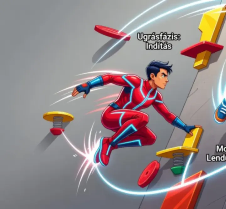 Wall Kickers karakterek egyedi mozgás- és ugrásanimációi infografikán bemutatva